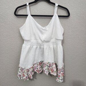 Maurices Tank Top Xl Floral Hem Spaghetti Strap Cottagcore Fairy Milkmaid